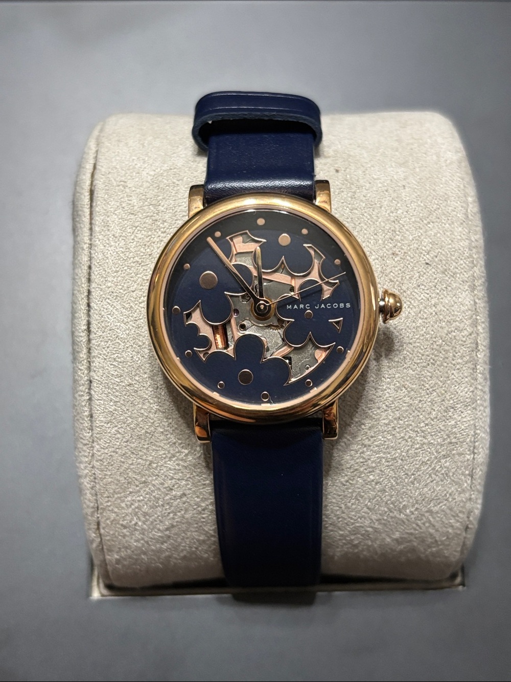 Marc Jacobs Navy and Rose Gold Floral Cutout Watch
